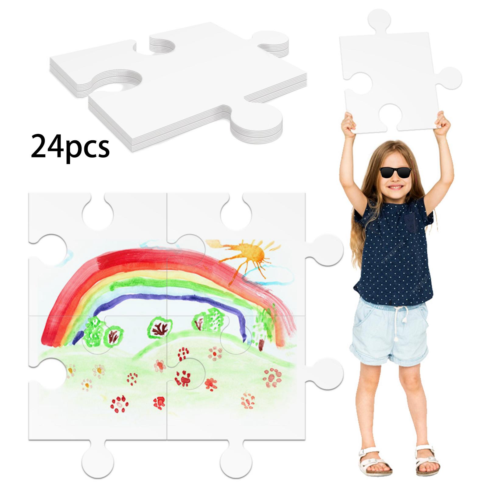 Puzzle Blank White - 24 قطعة من ألواح الألغاز الفارغة